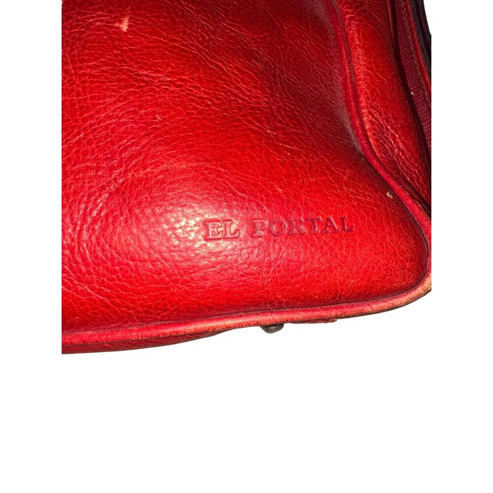 Vintage El Portal Red Leather XL Briefcase Tote Computer Bag Multi Pocket Work - Picture 14 of 16